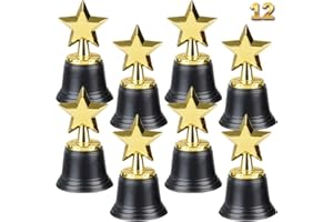Bedwina Star Trophy Awards - Confezione da 12 Bulk - 4,5 Pollici, trofei Gold Award per Bambini Bomboniere, Oggetti di Scena, premi, premi vincenti, concorsi per Bambini e Adulti
