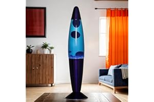 LICHT-ERLEBNISSE Lampa lawa niebieska, lampa dekoracyjna mała, nastrojowe światło, 36 cm, G9 25 W z przełącznikiem kablowym, w tym żarówka, pomysł na prezent, mini lampa lawa, lampa retro