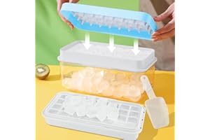 FABAODAY Eiswürfelbehälter mit Deckel,Eiswürfelform mit Deckel und Behälter für Cocktails, Whisky,Tee, Kaffee,alle Eiswürfel in einer Sekunde freigeben, Wiederverwendbare 48 Ice Cube Tray-Blau