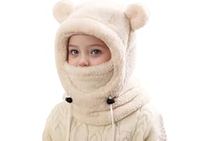 AIDIER Kinder Winter Thermo Fleece Sturmhaube 3-10 Jahre Warmen Winddichte Gesichtswärmerv Skihaube Halswärmer Jungen Mädchen Multifunktional Winter Warm Mütze und Schal Set für Outdoor Aktivitäten