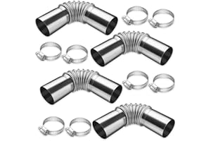 Udbrud Abgasrohr, 4 Stück Edelstahl Abgasrohr Winkelverbinder 24 mm Kraftstofftank Abgasrohr mit Schlauchschellen Abgasschlauch für Stromerzeuger Abgasrohr Abgasschlauch für Diesel Heizung