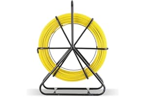 ‎CDZHLTG CDZHLTG Fischband Fiberglas Kabel Rad 100m Ø6mm Glasfaserstab inkl. Stahlhaspel Einziehhilfe Einziehband Fischband Rohr Rodder Rad