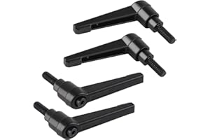 efuturetime® 4 Stück Klemmhebel Griff, M6-16mm, Verstellbare Klemmhebel aus Kohlenstoffstahl, Klemmhebel Außengewinde Griff Maschinengriffe, Schwarz, 16mm