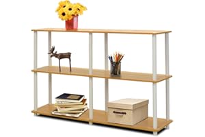 Furinno Turn-N-Tube Étagères sans Outils, Bois, Hêtre/Blanc, Taille Unique, dense, One Size