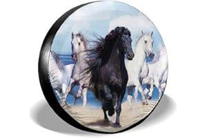 HIRAM COTTON SPARE TIRE COVER Hiram Cotton Reserveradabdeckung Pferd Tier Reserverad Abdeckung Wasserdicht Universal Reserverad Reifen Abdeckung Fit Für Jeep Trailer Rv SUV Und Viele Fahrzeug 14-17 Zoll