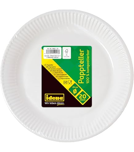 110 Piatti Carta Bianchi 23 Cm - Piatti Piani Per Compleanno, Feste - 12