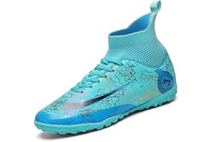 VTASQ Boys and Girls Soccer Shoes Kids Astro Turf Trainers Junior Football Shoes Indoor Outdoor Athletic Sneakers Non-Slip Unisex [9, 10, 11, 12, 13] UK Size