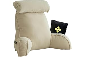 CCTSA Ergonomisches Bett Kissen Rückenkissen,Extragroßes Lesekissen mit Armlehnen und Abnehmbarem Nacken,Lesekissen für Bett und Sofa,Bettruhekissen zum Spielen,Lesen,Fernsehen,75cm x 40cm x 58cm