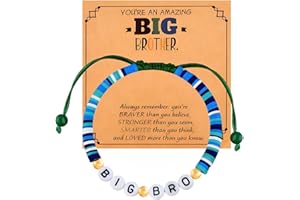 Suupii Big Brother Bracelet for Men,Big Brother Gifts Boys Bracelet with Greeting Card Inspirational Motivational Design, Suitable for Birthday Gifts from Little Brother and Sister