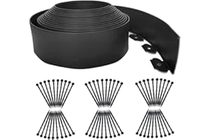 SHSYUE Lawn Edging Border 66FT,Garden Edging Borders [Extra Tall 4in ] Flexible Landscape Edging with 60pcs Stakes,Mini Plastic Fence for Yard Flowerbeds,Grass,Path-Black