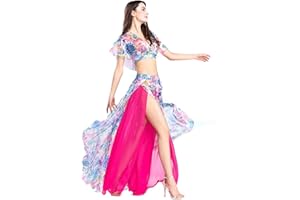 ROYAL SMEELA traje de danza del vientre Falda tops de danza del vientre mujer Traje de baile sexy Vestidos de rendimiento danza del vientre ropa florales gasa tops faldas largas mujer vestido de baile