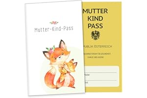 OLGS 3-teilige Mutter-Kind-Passhülle Österreich - Hab Dich Lieb Design, MuKi-Pass Schutzhülle ohne Personalisierung | Geschenk für Schwangere, Fuchs Motiv