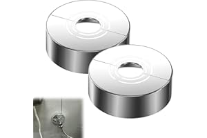 EMODWEY Lot de 2 Rosace Mitigeur Douche 3 Tailles en 1, Rosace Robinet Divisée pour Ø 21 mm/26 mm/33 mm, Cache Tuyau pour Radiateur, Robinet de Douche, Installation Facile, Chrome (60 x 20 mm)