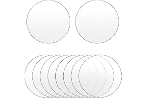 QWORK® Zestaw 10 Okrągłych Arkuszy Akrylowych Bezbarwnych - Grubość 1mm - Do Ramek Do Obrazów, Ekspozytorów Na Torty, Kartki Party Place (20cm)