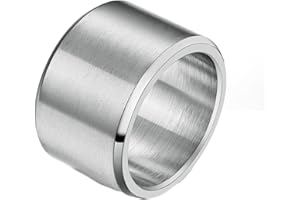 Epinki 15MM Anillos de Boda de Hombre, Anillo Ancho Cepillado Mate Plata Anillos de Compromiso Originales de Acero Inoxidable