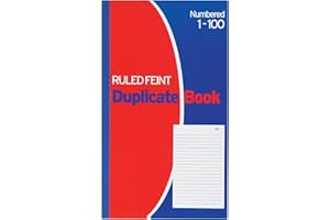 Evrite Ruled feint memo Duplicate Book - Numbered 1-100 with Index Sheet (210 x 127mm / 8.25 x 5 inches) - Pack of 10 Books