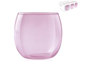 H&h set 6 bicchieri acqua bubbly orchidea in vetro rosa cc 460