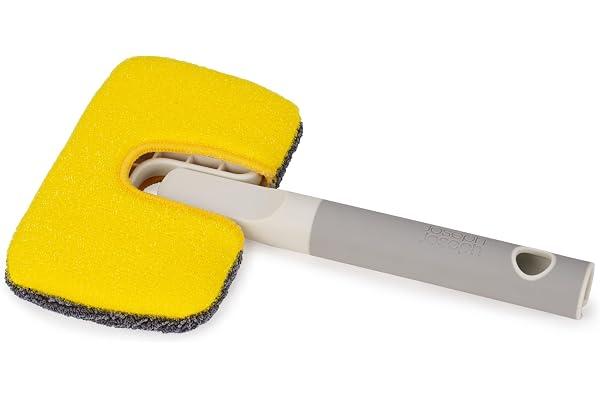 Joseph Joseph CleanTech 2-i-1 Mikrofiber Badrumsrengörare Skrubb och Slipande Pad, Mjukt Grepp Handtag