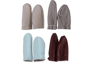 Ansodo 4 Pairs PU Leather Sewing Thimble, Thimbles for Hand Sewing Protector, Skin-Friendly and Comfortable, Wear-Resistant and Durable,Suitable for DIY Craft Sewing (Color: Random)