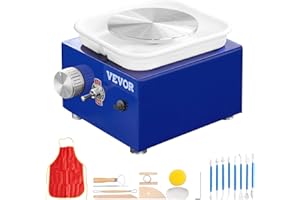 VEVOR Mini Pottery Wheel, for Kids or Beginners, 2 Turntables 2.6in/3.9in Ceramic Wheel Machine, Adjustable 0-300RPM Speed ABS Detachable Basin, 17 Pottery Accessories, Work Art Craft DIY, 30W, Blue