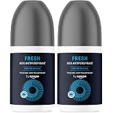 by Amazon - Antitranspirante de bola fresco para hombre, 1 x 75 ml (Paquete de 2)