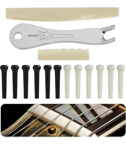 Estrattore Per Bridge Pins Chitarra Acustica | Kit Con 12 Pins Di Ricambio E Strumento Con Dado - Foto 4