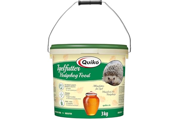 Quiko Hedgehog Food 3kg - Nourriture complète de Haute qualité avec des Insectes, des Biscuits aux œufs, du Miel, des Fruits et des Baies - spécialement adaptée aux Besoins des hérissons.