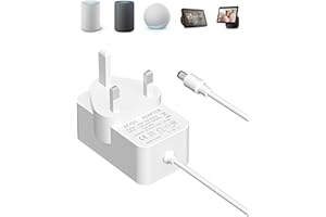 Binamao 30W Power Adapter for Echo (3rd 4th Gen), Echo Show 8/10/15, Echo Plus (2. Gen), Echo Show (2. Gen), 1.5M power cable, compatible with Alexa, White