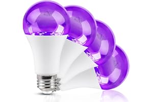 Vegena 4 Pezzi Lampadina LED UV, Lampadina UV E27, 385-400nm LED Con Luce Nera, Lampada Viola Ultravioletta Per Casa, Feste, Halloween, Palcoscenico, DJ discoteca