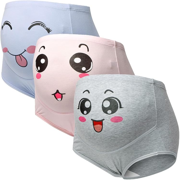 Lot De 3 Culottes Grossesse Cotton Whisper - Coton élastique Réglable - Motif Sourire