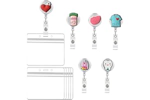 CJMUQHEHH 6 Pcs Infermiera Badge Titolare per Infermieri & Medici, Porta Badge Infermiera Porta Badge Retrattile per Infermiere, Portachiavi Infermiera Con 6 Porta Carte, Porta badge Ritrattabile Infermiera