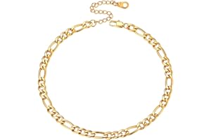 Bandmax Pulsera Tobillera de Pie Simples Clásicos Con Cadenas Trenzadas Metálicas Tono Plata/Oro, 22cm Largo +5cm Ajustable