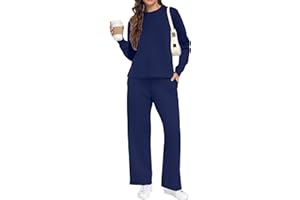 GRECERELLE Survêtement 2 pièces pour femme - Survêtement d'automne - Manches longues - Décontracté - Col rond - Haut et survêtement - Pantalon de jogging avec poches