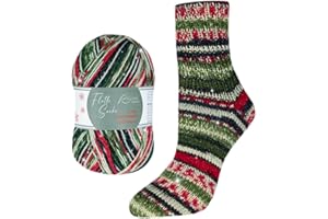 WOLLDEALER 24 Christmas Sockenwolle von Rellana, Edition 2024, 100 g/420m,mit und ohne Glitzer wählbar, (Fb. 2602 mit Glitzer)