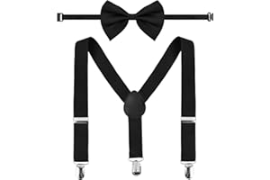 Daelesr 1 Stk. Réglables Bretelles à Y, Nœuds Papillon Ensemble Élastique, Pantalon Clip Sangle pour Garçons Filles, Convient Aux Enfants de 1 à 10 Ans