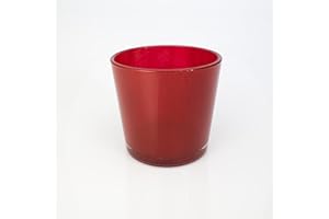 innaGLAS Cache-Pot - Vase Alena en Verre, Rouge, 16cm, Ø 17cm - Vase Rond en Verre - Grand photophore
