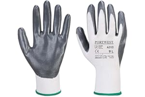 Portwest A310 Abrasion Resistant Flexo Grip Nitrile Glove Grey/White, Large