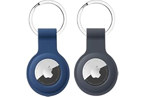 SINGGREAT 2 Piezas Llavero Airtag, Airtag Funda para Llavero Silicona Case compatibles con Apple AirTags, Anti-Perdida Anti-Rasguños Ligero Protectora (Gris & Azul)