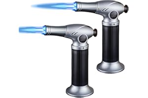 HOSPAOP Zapalniczka gazowa, 2 sztuki, 3 płomienie, zapalniczka z dziurkaczem i zamkiem bezpieczeństwa, wiatroszczelna, możliwość ponownego napełniania, regulowana do 1300°C (bez gazu)