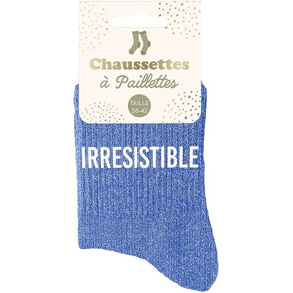 Chaussettes Cadeau Humour Une Paire De Chaussettes Paillettes Irrésistible - Bleu Chaussettes Mode Originale Femme