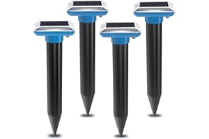 LOFFU Solar Mole Repellent, 4 Pack Ultrasonic Solar Power Animals Repeller, Outdoor Waterproof Ultrasonic Mole Repeller for Garden Lawn Yard, Get Rid of Gophers
