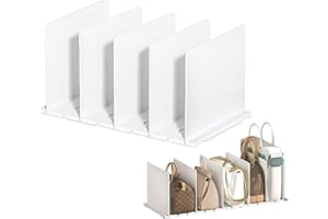 ULAWELLOR 5 Stk Weiß Einstellbar Handtaschen Aufbewahrung Ablage Einstellbar Handtaschen Aufbewahrung Skalierbar Handtaschen Regaltrenner Skalierbar Handtaschen Regaltrenner Acryl Regaltrenner für Bücherregale