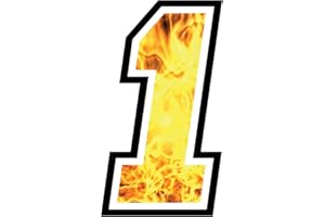 GAMESMONKEY Sticker Number 1 Race Race 12 cm – Flame Fire – Gara Cross Car Motorcycle Track Sticker