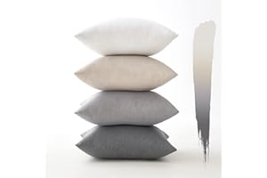 MIULEE Outdoor Kissenbezug Wasserdicht Kissen Wasserfest Dekorative Kissenbezüge Leinen-Optik Sofakissen Dekokissen für Garten Sofa Couch Wohnzimmer Schlafzimmer 4er Set 45x45 cm Graue Serie