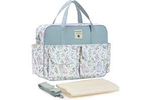 SONARIN Élégant Sac à Langer Grande Capacité Pour Bébé - Fourre-tout Bandoulière Étanche de Maternité et Voyage Avec Bretelles & Matelas à Langer