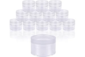 ZADAWERK® Botes - plástico - 10 ml - 12 piezas - recipiente pequeño con tapa de rosca - tarros cosméticos transparente - para viaje y almacenamiento - arte de uñas, tarro de crema