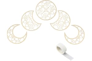 NBEADS Ensemble de Décoration Murale Phase de Lune, Décoration Murale Bohème Lune en Bois Ensemble de 5 décoration Murale de Phase de Lune Esthétique Nordique pour Chambre Salon Appartement