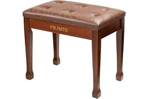 FILISITE Piano Bench with Waterproof Padded Cushion, Makeup Stools for Vanity, Bench for Living Room/Bedroom XJ580-2 (Wood)