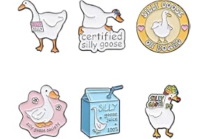 Tiardey 6st Söt Gås Brev Lapel Pins Roliga Ord Djur Emalj Pin Set Anka Juice Box Broscher Badge Kläder Ryggsäck Dekoration Fö