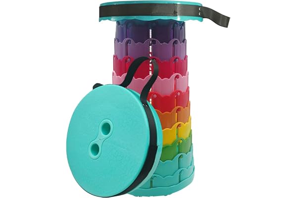 Regnbåge plast bärbar hopfällbar pall vikbar, teleskopisk teleskop pall bärbar pall för utomhus camping, hem kök, inomhus mid